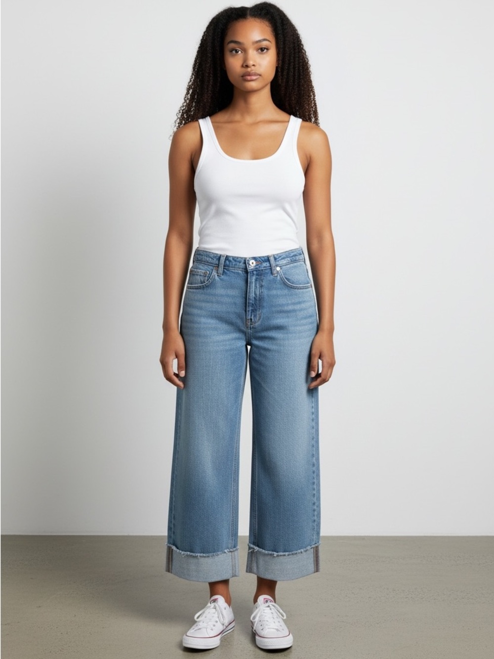Abercrombie & Fitch Light Blue Wide-Leg Crop Jeans